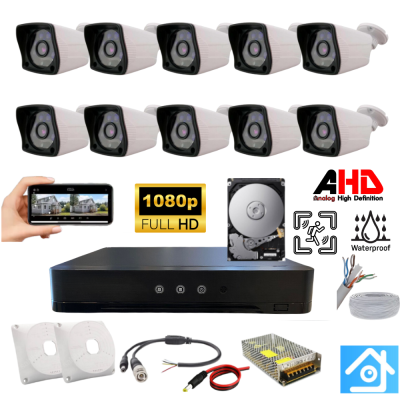 ARNA 10 KAMERALI  WATERPROOF 3.6 MM LENS 1080P H.265 320 GB HDD DAHİL  AHD GÜVENLİK SETİ - ST21032