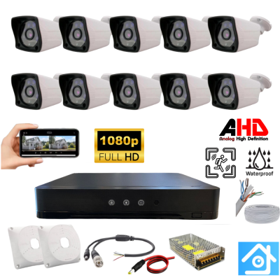 ARNA 10 KAMERALI  WATERPROOF 3.6 MM LENS 1080P H.265 AHD GÜVENLİK SETİ - ST210S