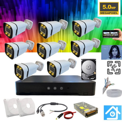 5MP 1440p Warm Led Gece Renkli 8 Kameralı 1 TB Harddisk Dahil AHD Güvenlik Kamerası Seti - ST-581T