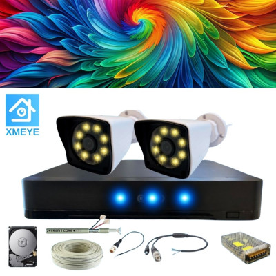 2 KAMERALI GECE RENKLİ IŞIKLI WARM LED KAMERA SETİ 320 GB HDD DAHİL - 32022W