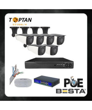 5 MP 1440P 6 DIŞ MEKAN KAMERALI IP POE Güvenlik Seti KD-2745