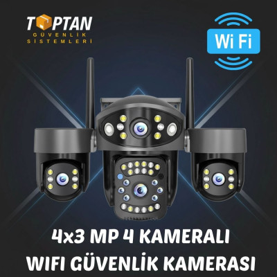 4 KAMERALI 4x3 MP WIFI ÖZELLİKLİ MOTORİZE GÜVENLİK KAMERASI - 4519