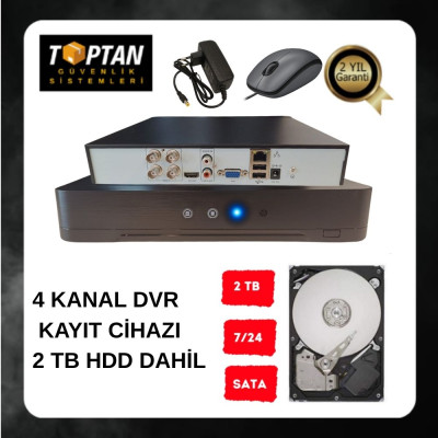 ARNA 4 KANAL H.265+ AHD DVR XMEYE KAMERA KAYIT CİHAZI - 2 TB 7/24 GÜVENLİK HARDDİSKİ DAHİL
