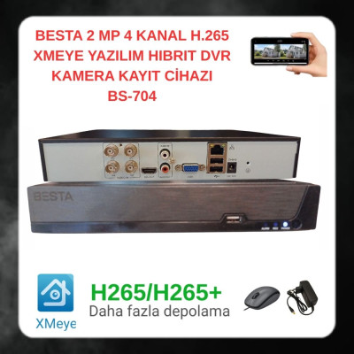 BESTA 4 KANAL 2 MP H.265+ HİBRİT DVR XMEYE KAMERA KAYIT CİHAZI - BS-704