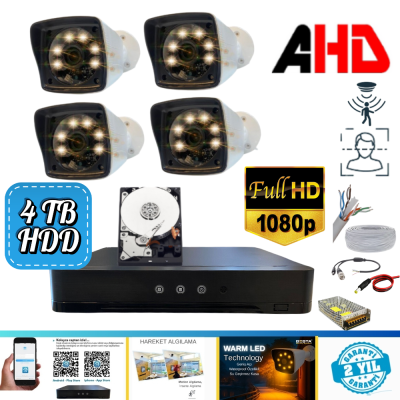 4'LÜ WARM LED KAMERA SETİ 4 TB HDD DAHİL FULL SET - 4420WY