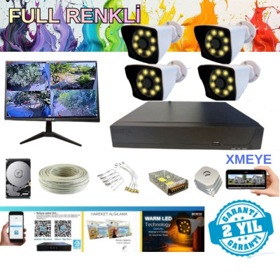 5 MP LENS 1080 P 4 KAMERALI WARM LED GÜVENLİK SETİ - 1 TB HDD VE MONİTÖR DAHİL - ST124WSSZ