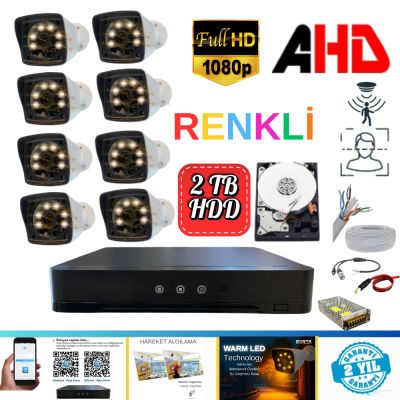 8'Lİ WARM LED KAMERA SETİ 2 TB HDD DAHİL FULL SET - 8220WY