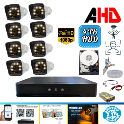 8'Lİ WARM LED KAMERA SETİ 4 TB HDD DAHİL FULL SET - 8420WY