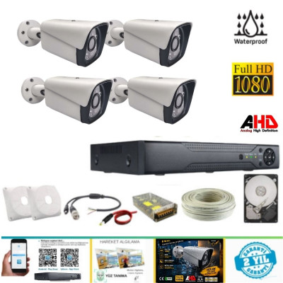 ARNA 5 MP SONY LENS 1080 P METAL KASA H.265+ 4 KAMERALI GÜVENLİK SİSTEMİ 500 GB HDD - MS24500