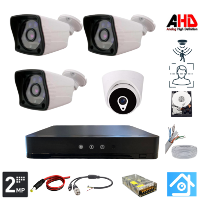 ARNA 1 İÇ 3 DIŞ 3.6 MM LENS 2MP 1080P 4 KAMERALI 320 GB HDD DAHİL GÜVENLİK SETİ - ST213320
