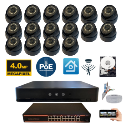 ARNA 16 KAMERALI 4 MP 3.6 MM 2 TB HDD DAHİL İÇ MEKAN IP GÜVENLİK SETİ - 41621914