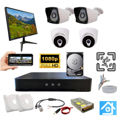 ARNA 2 DIŞ 2 İÇ KAMERALI MONİTÖR VE 500 GB HDD DAHİL AHD GÜVENLİK KAMERASI SETİ-ST42500MT