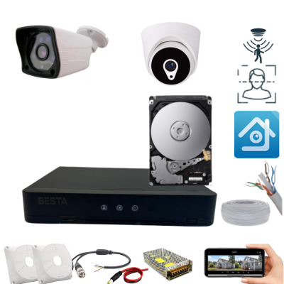 ARNA 2 MP 1 DIŞ 1 İÇ KAMERALI H.265 HAREKET ALGILAMA ÖZELLİKLİ 1 TB HDD DAHİL KAMERA SİSTEMİ - ST2111L