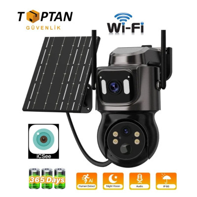 ARNA 3+3 MP ÇİFT KAMERALI WIFI ÖZELLİKLİ SOLAR SYSTEM GÜNEŞ PANELLİ GÜVENLİK KAMERASI - 2092