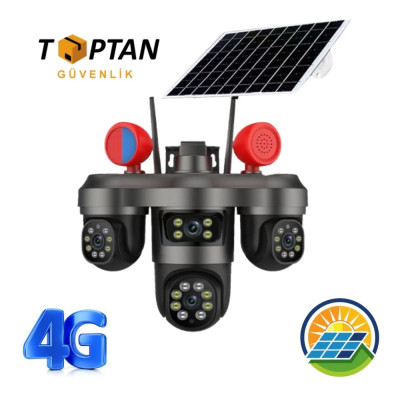 ARNA 3 MP + 3 MP  + 3 MP 4G 3 KAMERALI GÜNEŞ ENERJİLİ SOLAR GÜVENLİK KAMERASI - ARN-42S