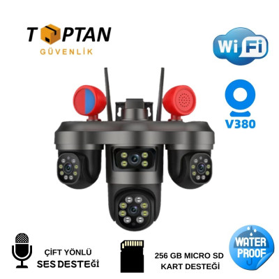 ARNA 3 MP + 3 MP  + 3 MP 4G 3 KAMERALI KABLOSUZ WIFI ÖZELLİKLİ PTZ GÜVENLİK KAMERASI - ARN-42X