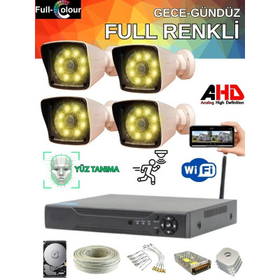 ARNA 4 Kameralı Güvenlik Seti - 5MP Sony Lensli Full Hd Gece Renkli Görüşlü Güvenlik Kamerası Sistemi - Cepten Izle