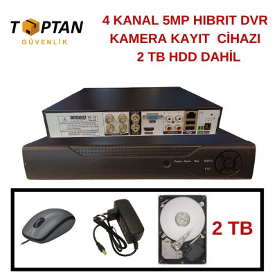 ARNA 4 KANAL 5 MP H.265+ HIBRIT DVR KAMERA KAYIT CİHAZI 2 TB HDD DAHİL - 4520E