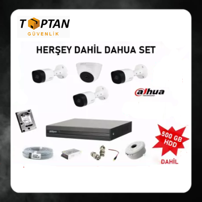 DAHUA 2 MP 4 Kameralı Herşey Dahil Güvenlik Seti