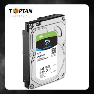 Seagate Skyhawk 3.5" 3TB Sata 3.0 64MB 180Mb/s 5900Rpm 64HD Kamera 180TB/Yil Is yükü 7/24 Güvenlik Diski ST3000VX010