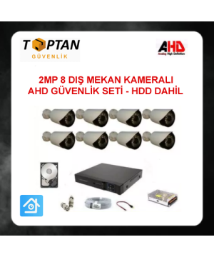 2 MP 1080P 8 Kameralı Ahd Güvenlik Seti 1 TB Harddisk Dahil ARNA-7428