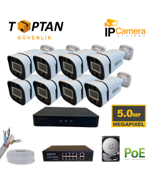 5MP WARM LED 8 KAMERALI IP GÜVENLİK SETİ 1TB HARDDİSK DAHİL ARNA-1248