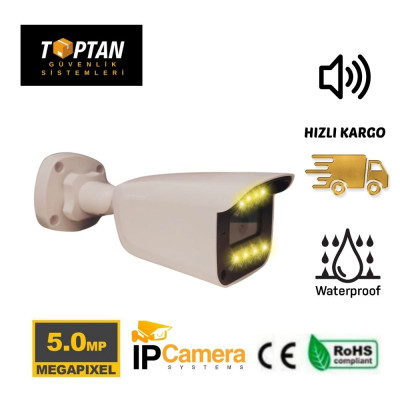 BESTA 5 MP COAXIAL AUDIO DAHİLİ MİKROFONLU 8 ATOM WARM LED  FULL COLOR IP Güvenlik Kamerası BT-1248