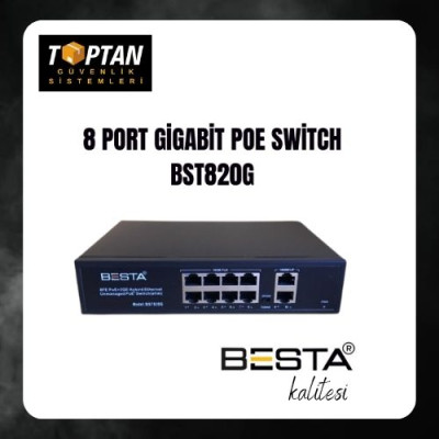 BESTA 8 PORT GİGABİT POE SWİTCH 10/100/1000 Mbps Gigabit BST820G