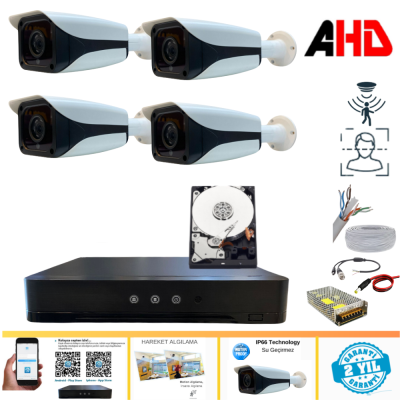 ARNA 4 KAMERALI FULL HD AHD GÜVENLİK SETİ 250 GB HDD DAHİL FULL SET -34250