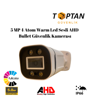 5 MP 4 Atom Warm Led Sesli AHD Bullet Güvenlik Kamerası BT-1504