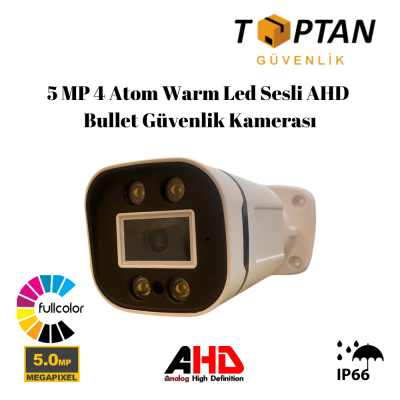 5 MP 4 Atom Warm Led Sesli AHD Bullet Güvenlik Kamerası BT-1504