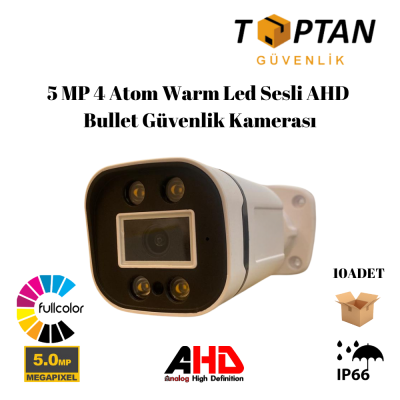 5 MP 4 Atom Warm Led AHD Bullet Güvenlik Kamerası BT-1504  10'lu paket
