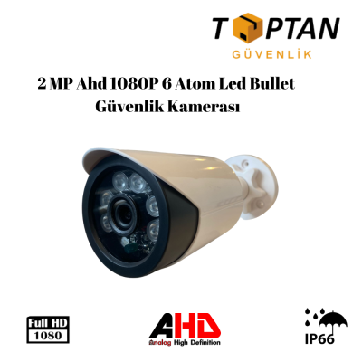 2 MP Ahd 1080P 6 Atom Led Bullet Güvenlik Kamerası ARNA-2126