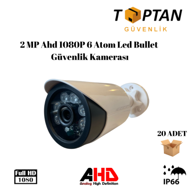 2 MP 1080P 6 Atom Led Gece Görüşlü Ahd Güvenlik Kamerası ARNA-2126 20 Adet