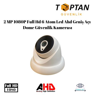 2 MP 1080P Full Hd 6 Atom Led Ahd Geniş Açı Dome Güvenlik Kamerası ARNA-2206