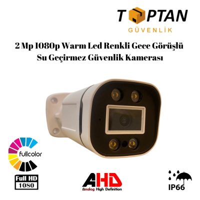 2 Mp 1080p Warm Led Renkli Gece Görüşlü Su Geçirmez Güvenlik Kamerası ARNA-2324