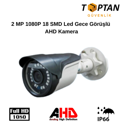 2 MP 1080P 18 SMD Led Gece Görüşlü AHD Kamera ARNA-2118