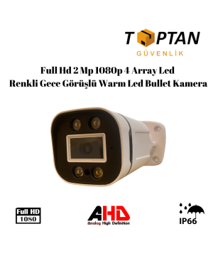 Full Hd 2 Mp 1080p 4 Array Led Renkli Gece Görüşlü Warm Led  Bullet Kamera ARNA-2204