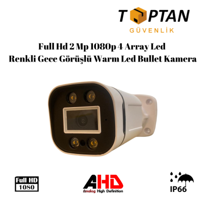 Full Hd 2 Mp 1080p 4 Array Led Renkli Gece Görüşlü Warm Led  Bullet Kamera ARNA-2204