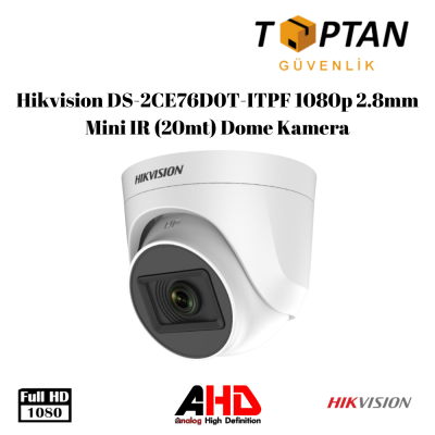 Hikvision DS-2CE76D0T-ITPF 1080p 2.8mm Mini IR (20mt) Dome Kamera