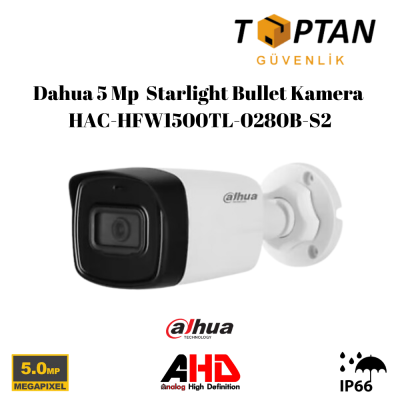 Dahua 5 Mp HAC-HFW1500TL-0280B-S2 Starlight Bullet Kamera HAC-HFW1500TL-0280B-S2