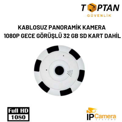 KABLOSUZ PANORAMİK KAMERA 1080P GECE GÖRÜŞLÜ 32 GB SD KART DAHİL ARNA-1132