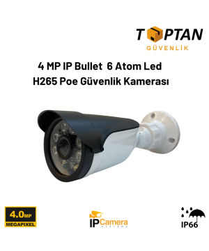 4 MP IP Bullet Güvenlik Kamerası 6 Atom Led H265 Poe  ARNA-1418
