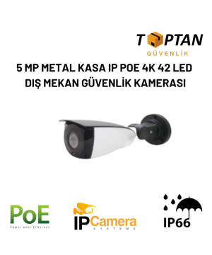 5 MP METAL KASA IP POE 4K 42 LED DIŞ MEKAN GÜVENLİK KAMERASI BT-1436