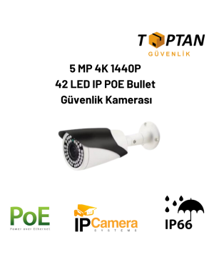 METAL KASA 5 MP 42 LED IP POE GÜVENLİK KAMERASI BT-5061