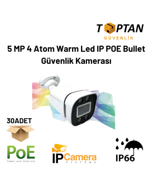 5MP 4 ATOM WARM LED IP POE BULLET KAMERA KD-1240 30'LU KOLİ