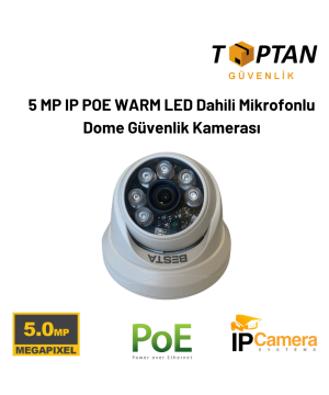 5 MP IP POE WARM LED Dahili Mikrofonlu Dome Güvenlik Kamerası KD-5250W