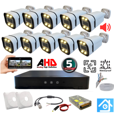 ARNA 10 KAMERALI  5 MP SESLİ WARM LED WATERPROOF 3.6 MM LENS  H.265 AHD GÜVENLİK SETİ - ST510B