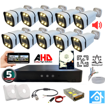 ARNA 10 KAMERALI  5 MP SESLİ WARM LED WATERPROOF 3.6 MM LENS  H.265 320 GB HDD DAHİL AHD GÜVENLİK SETİ - ST51032