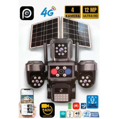 4G ÇİFT SOLAR AOV E-SİM ÖZELLİKLİ POLİS ÇAKARLI 4 KAMERALI KABLOSUZ GÜVENLİK KAMERASI BS-220GS